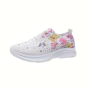 Rhinestone Butterfly Flat Sneakers