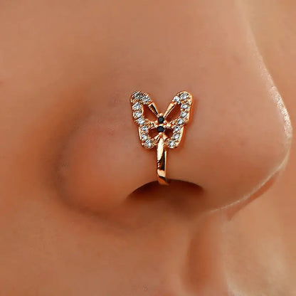 Crystal Butterfly Fake Nose Ring