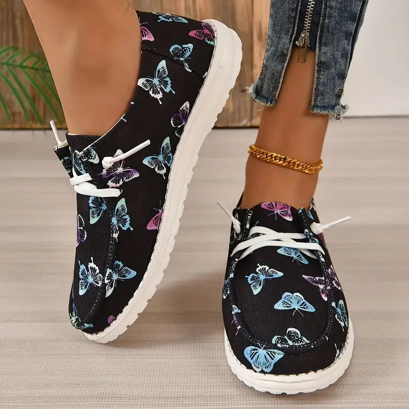 Colorful Butterfly Pattern Canvas Shoes