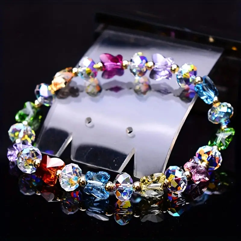 Colorful Butterfly Stretch Crystal Bracelet