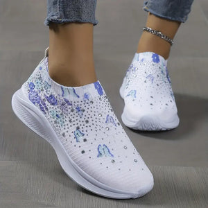 Rhinestone Butterfly Flat Sneakers