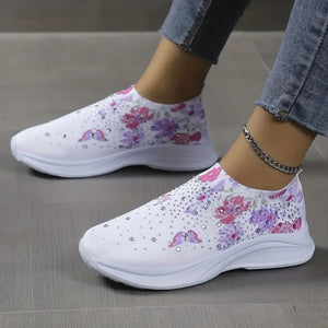 Rhinestone Butterfly Flat Sneakers