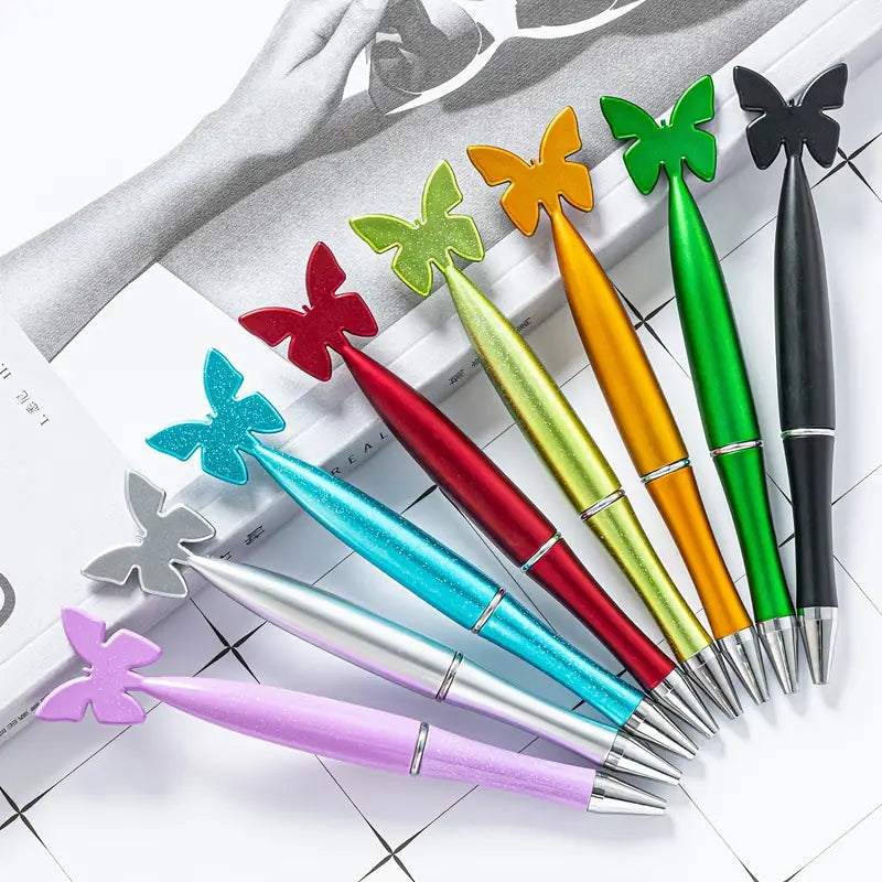 3pcs Creative Sequin Butterfly Plastic Ballpoint Pen