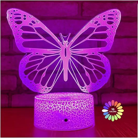 1pc 3D Multicolor, Butterfly Design, Modern, Mini Night Light, With Touch Control