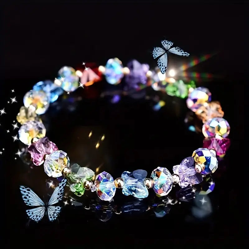 Colorful Butterfly Stretch Crystal Bracelet
