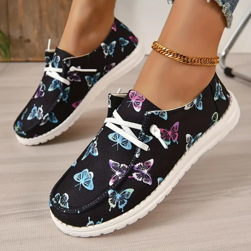 Colorful Butterfly Pattern Canvas Shoes