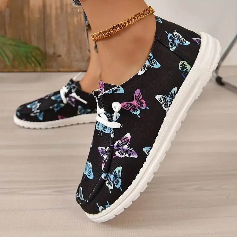 Colorful Butterfly Pattern Canvas Shoes