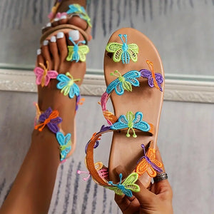 Colorful Butterfly Flat Sandals