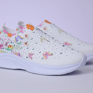 Rhinestone Butterfly Flat Sneakers