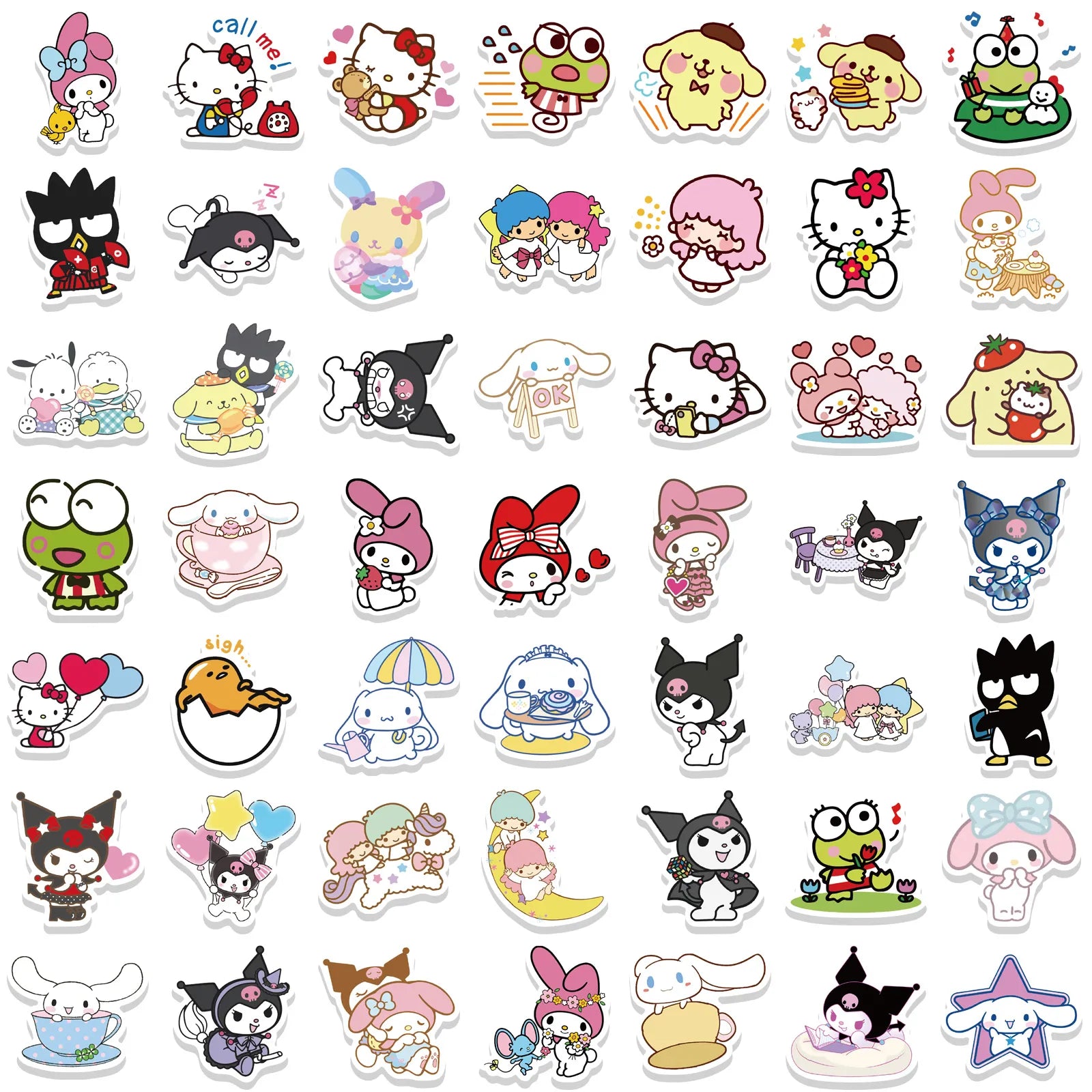 Sanrio Cartoon Kawaii Kuromi My Melody Sticker for Scrapbooking Stationery Waterproof